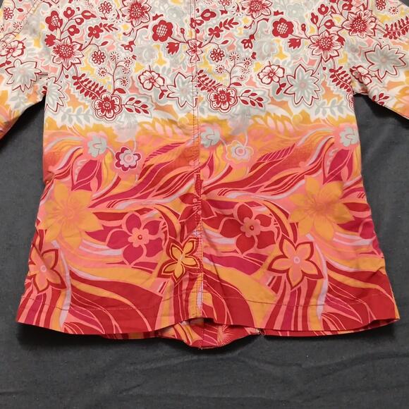 Chico's Colorful Red Orange Floral Print Casual Jacket‎ Women's Size 1 (Med/8) - Picture 11 of 15